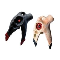 Sifflet aztèque en forme de crâne de dragon corbeau, peint à la main, motif oiseau et crâne d'animal, cadeau d'Halloween d'horreur