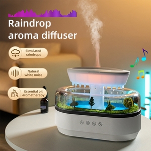Wmk mưa thả hương thơm humidificador tiếng ồn trắng siêu âm giọt mưa hương liệu máy tạo độ ẩm khuếch tán với ánh sáng ban đêm - Product Image 3