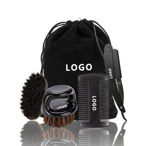 Wanmei Shaving <b>Set</b> 4 Piece Stainless Steel <b>Razor</b> Brush Comb Men Grooming Kit Black - Product Image 1