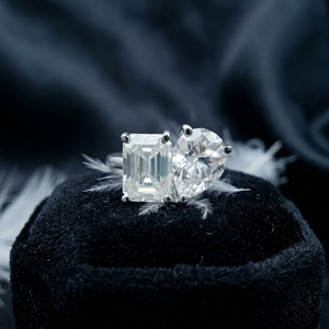 Bague de fiançailles D'VINS JEWELS en or massif 14 carats avec diamant de laboratoire de 2 carats, taille émeraude et poire, pureté VVS/VS, couleur EF, certifiée IGI - Product Image 1