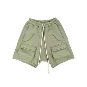 DiZNEW wholesale freight men's polyester cotton fleece shorts multi-pocket zipper design cargo shorts