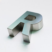 Papan Nama Pintu Huruf Emas Titanium Antik Solid Brushed Electroplated Model I-Beam, Huruf Iklan Kustom untuk Dinding Latar