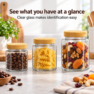 Recipientes Herméticos de Vidrio Borosilicato de 180ml, 380ml y 730ml, Ecológicos y Reciclables, para Almacenar Alimentos, Café, <span class=keywords><strong>Miel</strong></span>, Ghee y Especias, con Tapas de Bambú - Product Image 3