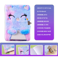 Carnet en peluche mignon chat, lapin, renard pour filles, avec pendentif Kawaii, carnet à poils, agenda quotidien, journal, bloc-notes, papeterie
