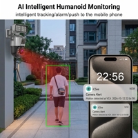 Caméra IP PTZ sans fil 4K 4MP à double objectif, extérieure, suivi automatique à 360°, vision nocturne, WiFi, microphone intégré