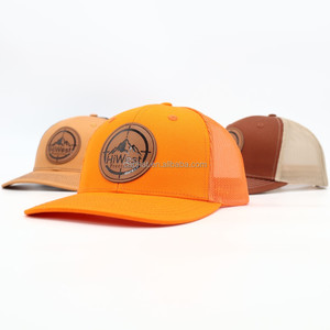 Gorra Trucker Richardson 112 de 6 Paneles con Bordado de Logotipo Personalizado <span class=keywords><strong>para</strong></span> Hombre, con Parche de Cuero de Camuflaje y Parte Trasera de Malla - Product Image 4