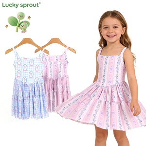 Preordina Vestito Estivo Senza Maniche per Bambine con Fiori Personalizzati, Abito Sportivo Morbido ed Elastico al Ginocchio per Bambini - Product Image 1