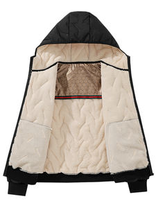 Мужская стеганая зимняя куртка с капюшоном на флисовой подкладке, теплая куртка с тиснением ягненка, модная уличная стеганая куртка, подарок для Него - Product Image 6