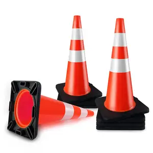 Tráfego Cones de Segurança 28 ''polegadas com colares reflexivos, durável PVC Cone Construção Laranja para Controle de Tráfego, Driveway Roa