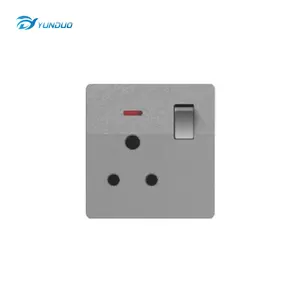 UK Socket PC Plate British Standard White Color 3 pin 15A Electric Wall Socket with 1 Gang Switch