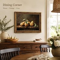 Toile vintage encadrée or, nature morte avec poire, 9x11 pouces, décoration de cuisine style ferme, échantillons OEM ODM prêts en moins d'une journée