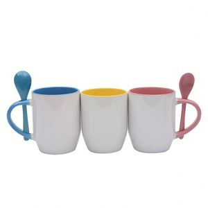Mug en céramique de porcelaine fine de 11 oz personnalisable par sublimation, avec logo personnalisé et cuillère à thé, style américain, en stock entrepôt américain - Product Image 3