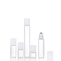 Flacons à rouleaux en verre transparent de luxe personnalisés de 10ml verre coloré pour roulements à billes huile essentielle Attar crème de soin de la peau 3ml plate