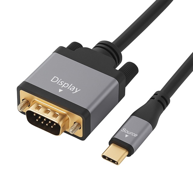 ZONG High Quality USB-C to VGA Cable with Aluminum Alloy Shell and PVC Jacket 4K Resolution Converter for Monitor Projector Use