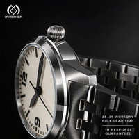 Montre-bracelet automatique pour homme, cadran crème, 40 mm, chiffres lumineux, acier inoxydable, Relogio Masculino, Business Men