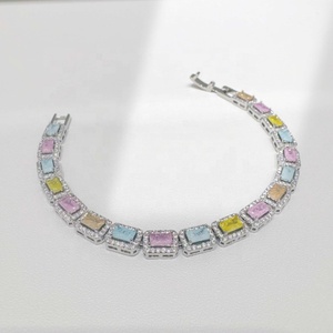 OEM plata 925 Silver natural stone luxury bracelet diy elegant colorful zircon 14k gold plated Children's Gift Party bracelets - Product Image 5