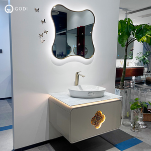 GODI Custom Small Apartment Design <span class=keywords><strong>Mueble</strong></span> de baño de hotel montado en la pared <span class=keywords><strong>Mueble</strong></span> de baño blanco - Product Image 6