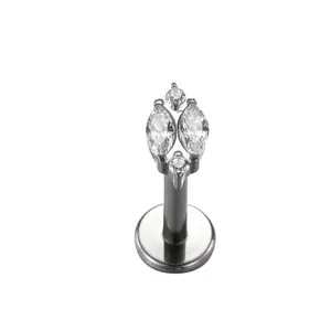 ASTM F136 Titanium Ellipse Shape Labret Tragus Piercing Body Jewelry