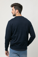 Top qualité coupe droite manches lisses col rond manches longues classique chandails bleu clair pour hommes