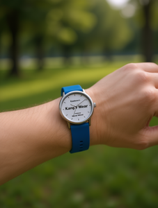 Rubber + Metal Fashion Smart <b>Watch</b> Aluminum <b>Case</b> Round Unisex Blue Band - Product Image 2