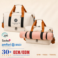 Sac de sport OEM grande capacité pour femme avec porte-tapis de yoga, compartiment à chaussures et sangle de bagage pour week-end, fitness, voyage, Pilates