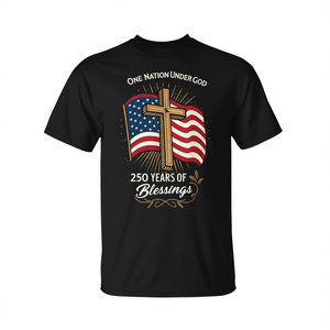 Camiseta Christian Usa, 250 años de bendiciones, diseño patriótico de una nación bajo Dios - Product Image 2