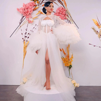 Robe de mariée longue et moelleuse Mumuleo, taille plus, personnalisée, en tulle, avec volants et dentelle pour séance photo, robe de nuit