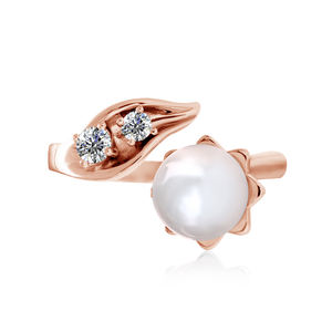 Charmanter Schmuck Zarter Ring Verziert mit <span class=keywords><strong>Swarovski</strong></span> Pearl Daisini Zirkonia 18 Karat vergoldetem Ring für Frauen - Product Image 2
