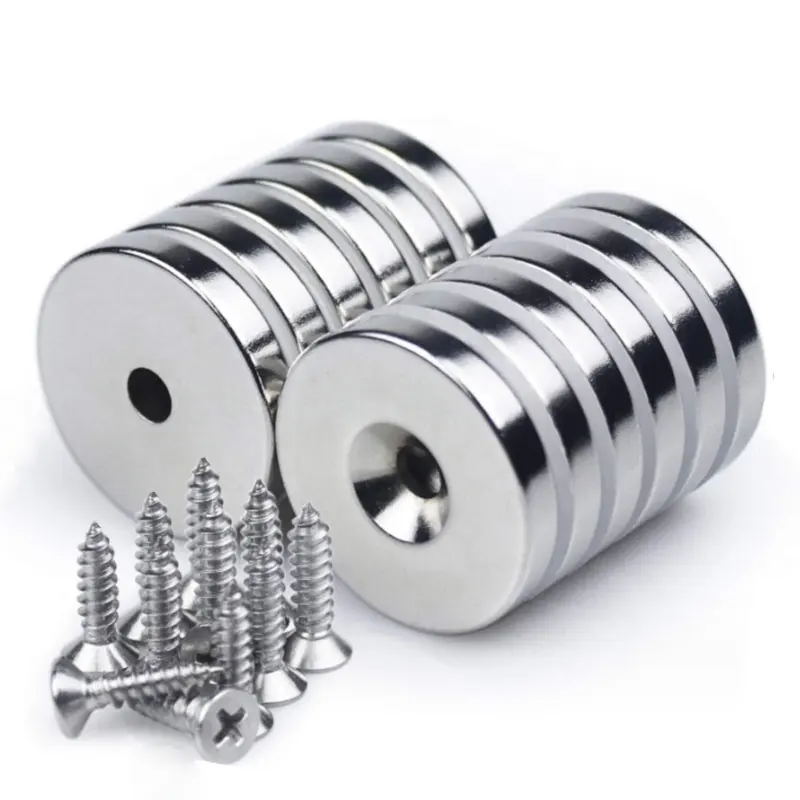 Hot Sale Großhandel Neodym Magnet Rohmaterial n52 Rund magnet mit Senkloch