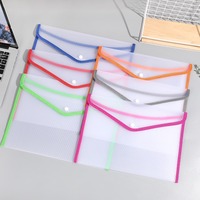 Pochette de classement A4 colorée en PP, sacoche de bureau pour papiers de test, porte-documents A4 à bouton, dossiers transparents en PP étanches pour le rangement de documents