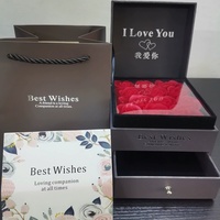 Boîte en papier à double couche pour roses artificielles, rouge à lèvres, collier, bague, 9 fleurs de savon, boîte cadeau pour bijoux