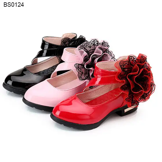 Cute girls kids short boots flower PU shoes winter spring shoes for child 2017