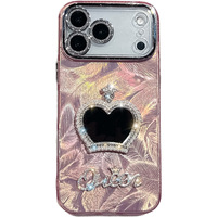 Miroir de maquillage de luxe Queen's avec poudre scintillante et étui de téléphone en diamant pour iPhone 13 14 15 16 17 Air 17 Pro Max 16e 16 Plus