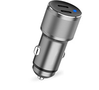 Chargeur de voiture rapide QC3.0/QC2.0 PD 60W en alliage d'aluminium avec câble rétractable Type-C pour téléphones mobiles et appareils intelligents