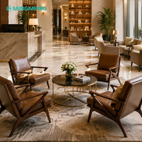 Solution personnalisée tout-en-un, table ronde carrée en bois, ensemble de chaises en cuir, mobilier commercial pour hôtel, restaurant