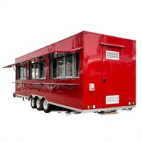 Remorque alimentaire carrée rouge de 22,97 pieds avec structure en aluminium robuste et équipement pour la vente de snacks et la restauration mobile