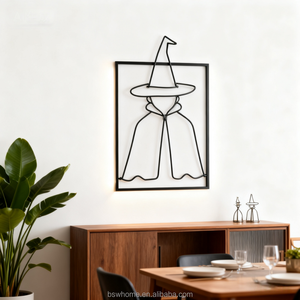 Modern Farmhouse Minimalist <strong>Wire</strong> Witch Iron <strong>Wall</strong> Decal Round <strong>Art</strong> Ornament for Christmas &amp; Chinese New Year Home Decor - Product Image 5