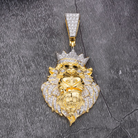 Mode haute qualité bijoux plaqué or cubique Zircon vache en colère dessin animé pour Bling couronne taureau laiton tête pendentif collier pour hommes