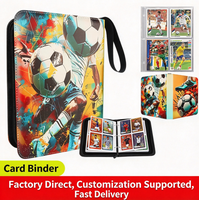 Album de cartes de football personnalisé avec fermeture éclair, 9 pochettes, 4 pochettes en cuir PU pour cartes de sport