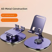Support de téléphone de bureau pliable entièrement métallique, rotation à 360 degrés, support universel pour iPad et tous les smartphones