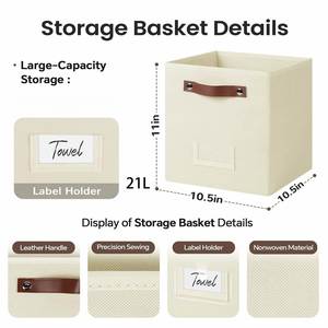 En gros, Cubes de rangement pliables en tissu pour la maison, organisateurs de vêtements, paniers de rangement avec doubles poignées, boîtes de rangement - Product Image 2