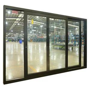 Ventana de puerta de vidrio deslizante, marco de aluminio de doble panel moderno personalizado