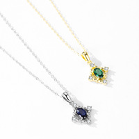 Collier pendentif Mylove personnalisé en argent sterling 925 plaqué rhodium avec saphir bleu ovale et cadre ajouré géométrique – Vente en gros