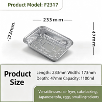 Plaque de cuisson rectangulaire jetable en aluminium de 1100 ml avec couvercle, qualité alimentaire, robuste, compatible four, pour la cuisson