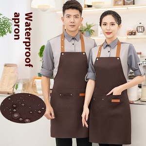 Venta al por mayor en Stock logotipo personalizado impreso mujer lienzo impermeable delantal comercial Catering <span class=keywords><strong>camarera</strong></span> ropa de trabajo restaurantes bares - Product Image 1