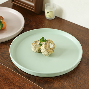 Nordic Style Ceramic Plates 10.6 Inches Round Solid Color Durable Home <b>Dinnerware</b> - Product Image 3
