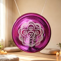 Gong de guérison Om Lotus sacré de bonne qualité en alliage de nickel, 24 pouces (60 cm)