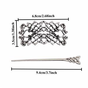 Barrettes à cheveux celtiques vikings, épingles à cheveux vintage à nœud celtique, bâtons à cheveux rétro en alliage d'argent, bijoux de barrette à cheveux en métal viking celtique - Product Image 2