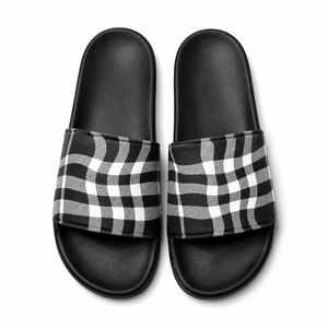 Plaid Pattern Breathable Outdoor <b>Slides</b> Ready to Ship in Stock Black White Sandals Anti-slip Summer Beach for Wholesale - Product Image 6