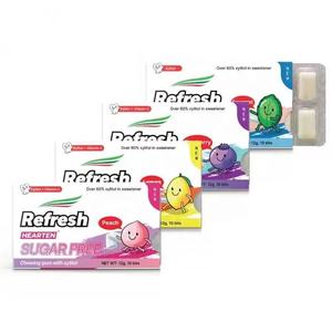 Chewing-gum au xylitol certifié halal, 12g <span class=keywords><strong>de</strong></span> bonbons casher dans un emballage blister Offres Spéciales à la menthe poivrée et au <span class=keywords><strong>goût</strong></span> fruité - Product Image 1